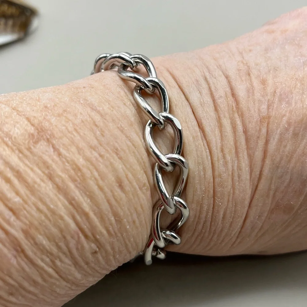 Silver Chunky Chain Link Bracelet -Statement Jewelry